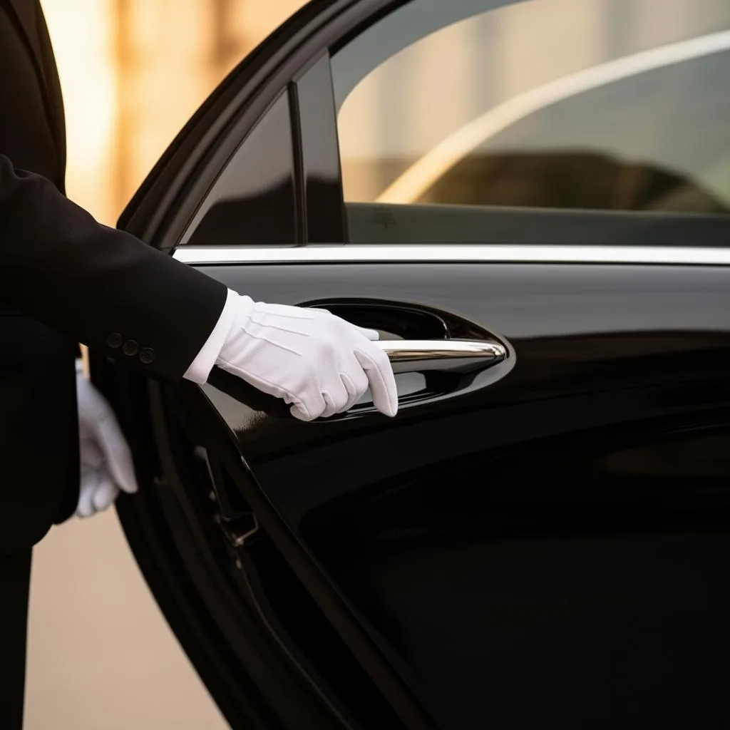 Chauffeur opening the door